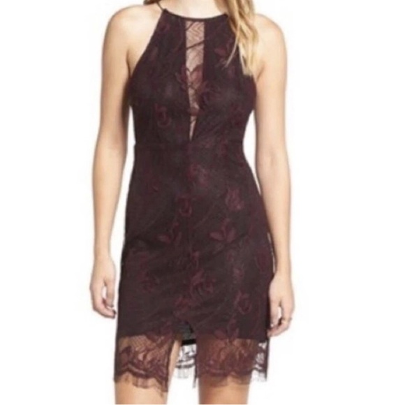 Astr Purple Lace Backless Dress - Picture 1 of 8
